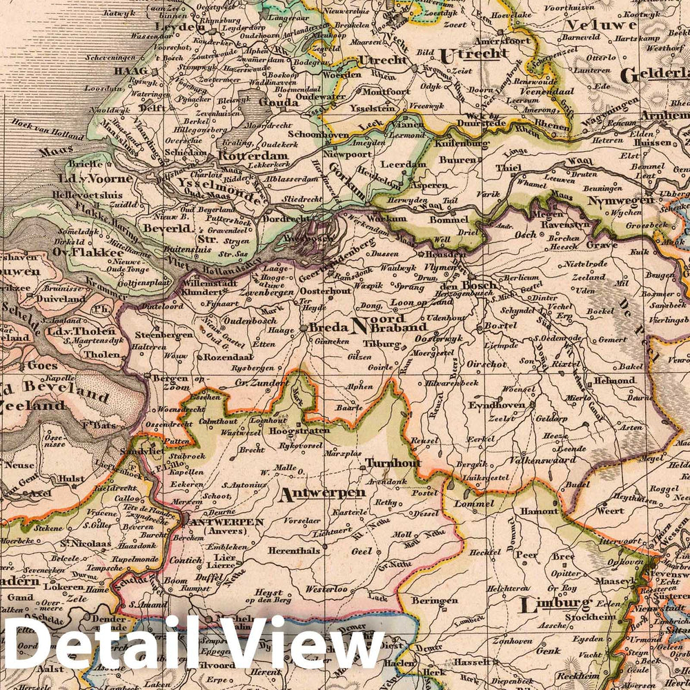 Historic Map : Netherlands; Belgium; Luxembourg, 1833 Niederlande, Belgien, Luxemburg , Vintage Wall Art