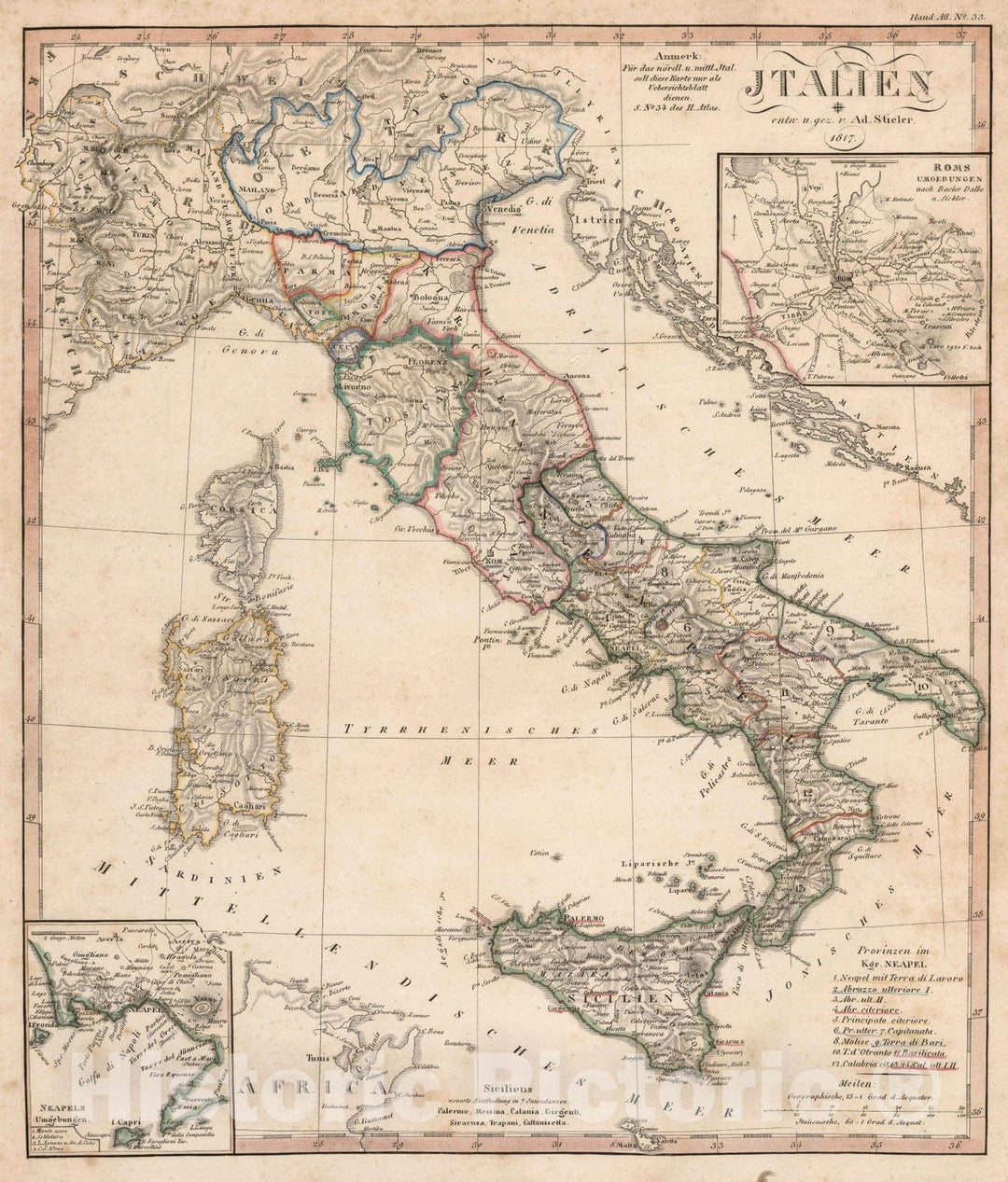 Historic Map : Italy, 1817 Italien , Vintage Wall Art