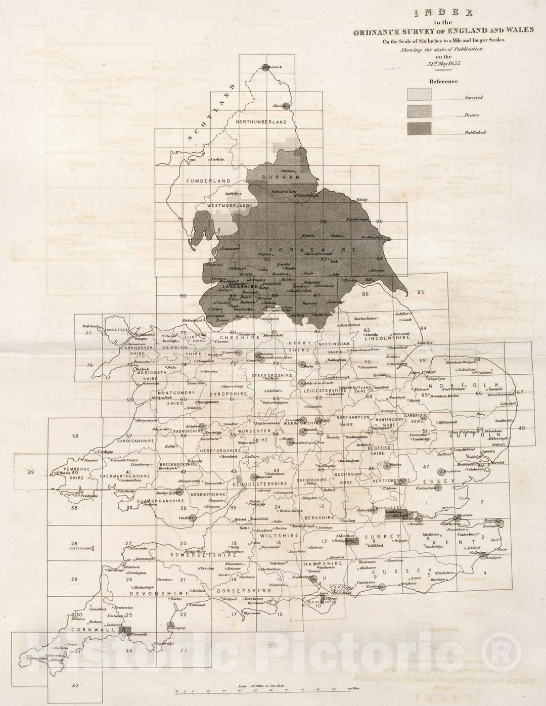 Historic Map : Survey Book - 1857 Index to the Ordnance Survey of England and Wales - Vintage Wall Art