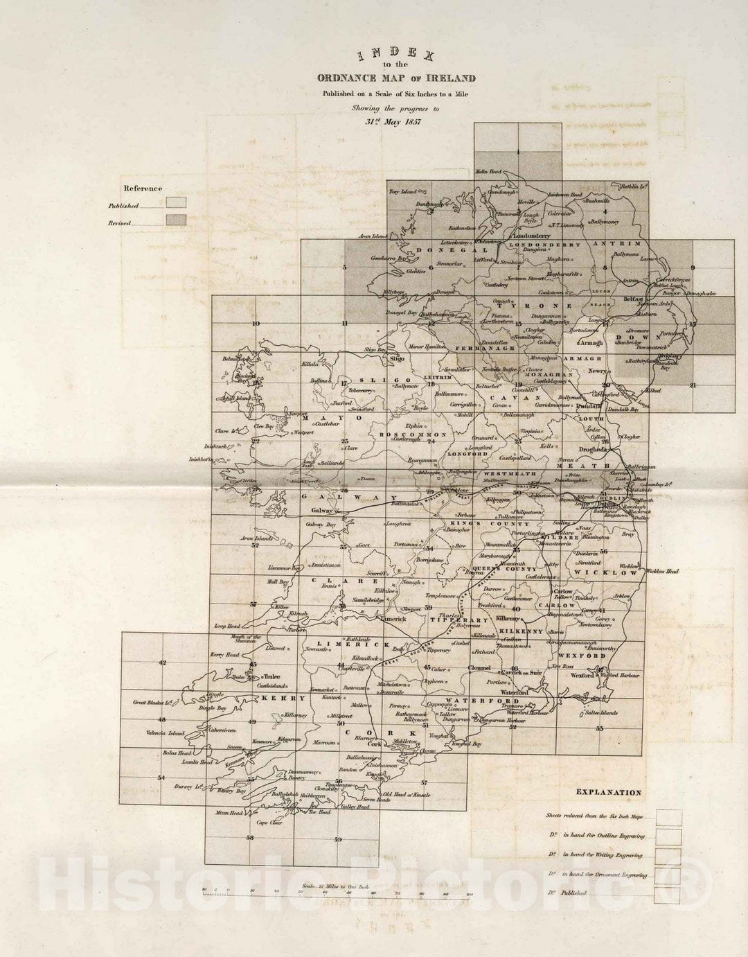 Historic Map : Survey Book - 1857 Index to the Ordnance Survey of Ireland - Vintage Wall Art