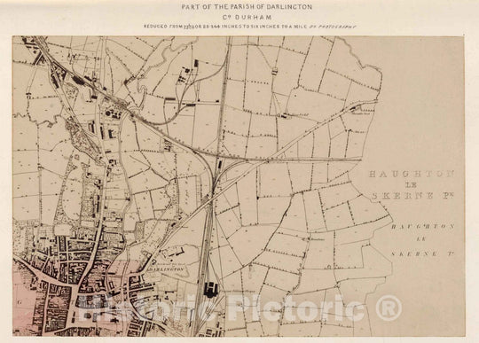 Historic Map : Survey Book - 1857 Part of the Parish of Darlington. Co. Durham - Vintage Wall Art