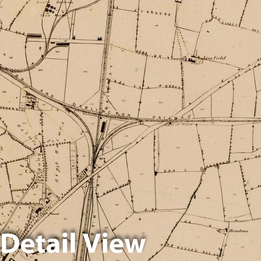 Historic Map : Survey Book - 1857 Part of the Parish of Darlington. Co. Durham - Vintage Wall Art