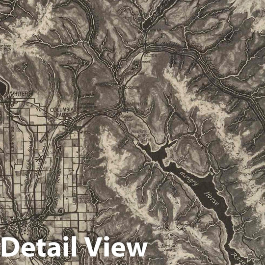 Historic Map : Aerial Photograph - 1954 Aerial Map of Glacier National Park and the Flathead Valley - Vintage Wall Art