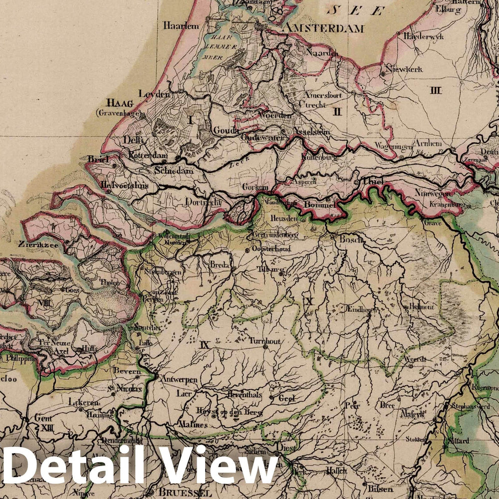 Historic Map : Netherlands; Belgium; Luxemburg, Azores 1825 Konigreich der Niederlande. , Vintage Wall Art