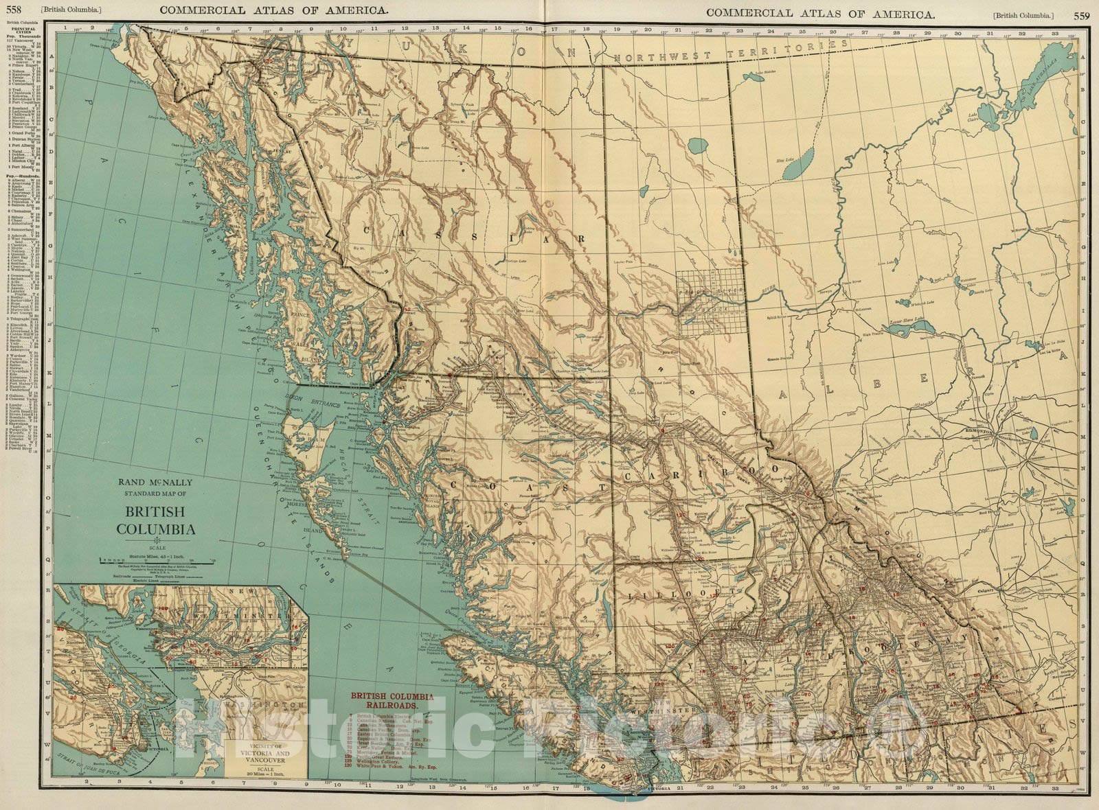 Historic Map : National Atlas - 1924 British Columbia. - Vintage Wall Art