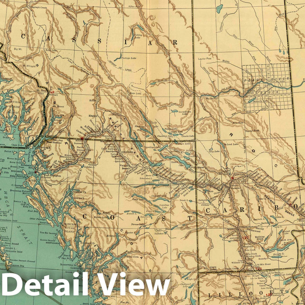 Historic Map : National Atlas - 1924 British Columbia. - Vintage Wall Art