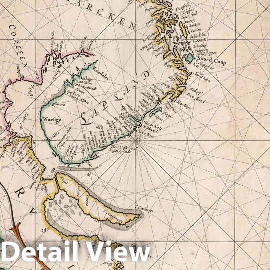 Historic Map : Finland, Dwina Bay (Russia) 1667 De Zee Custen van Ruslant, Laplant, Finmarcken, Spitsbergen en Nova Zemla. , Vintage Wall Art