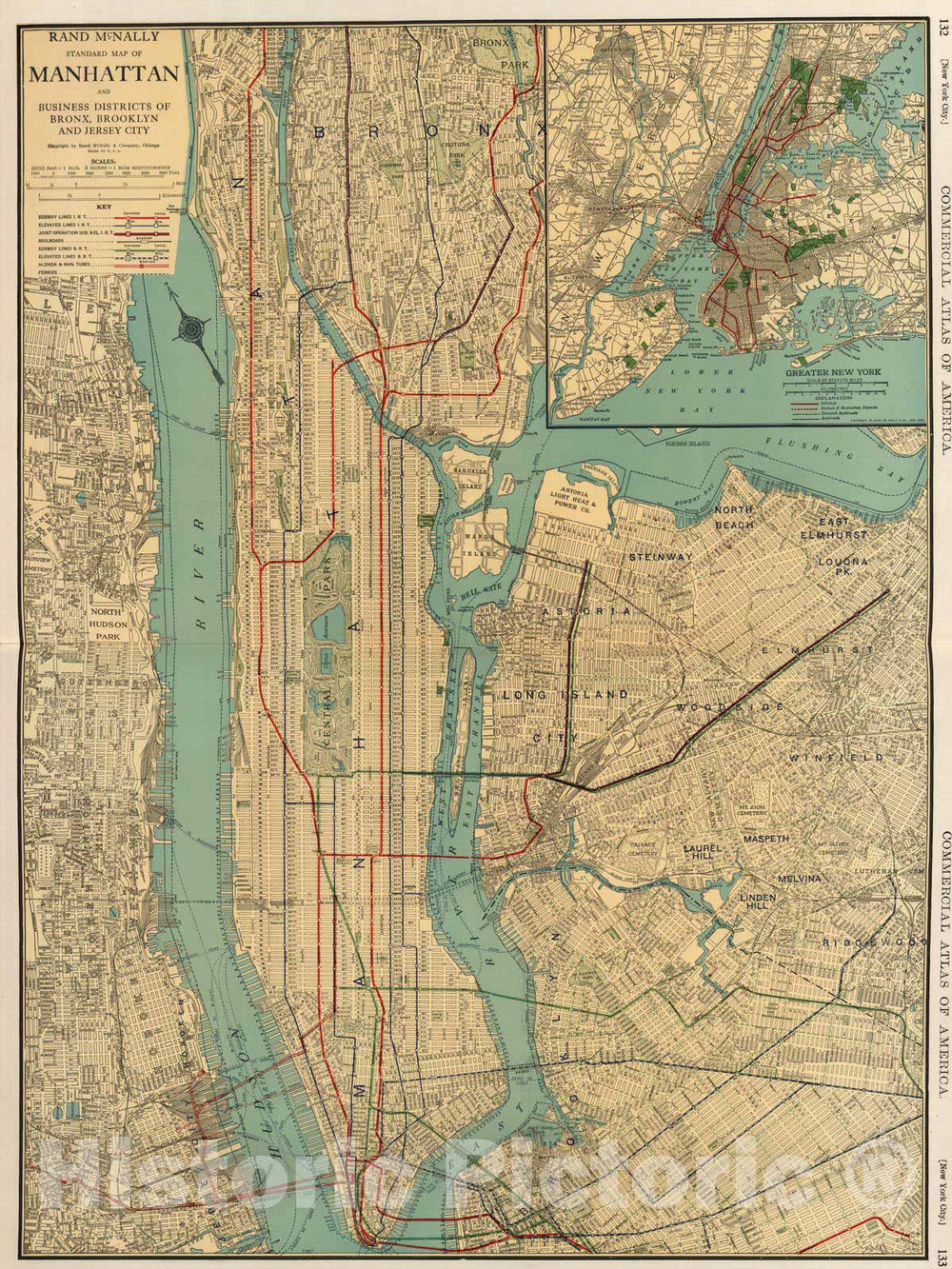 Historic Map : National Atlas - 1924 New York City. - Vintage Wall Art