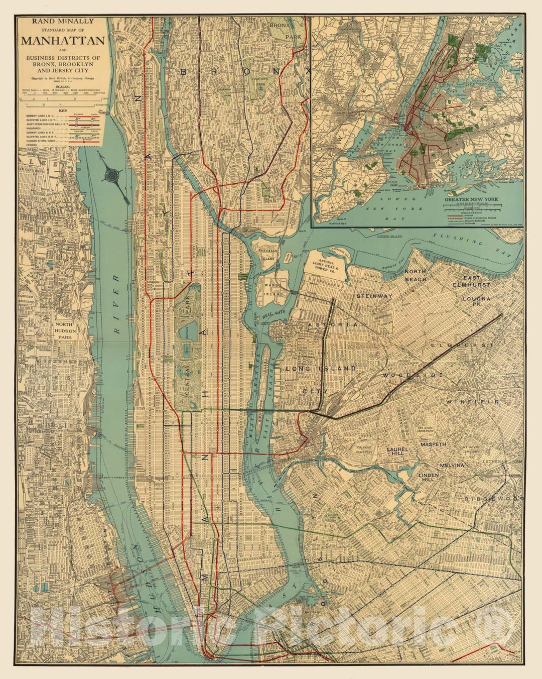 Historic Map : National Atlas - 1924 New York City. - Vintage Wall Art