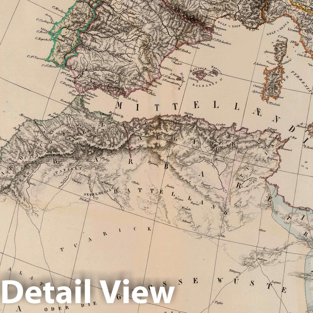 Historic Map : Mediterranean 1825 Vom Senegal bis zum Bosphorus. Berlin 1925. von R.v.L. , Vintage Wall Art