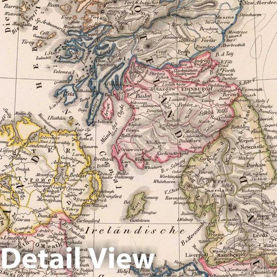 Historic Map : England; Scotland; Ireland, British Isles 1823 Die Britischen Inseln , Vintage Wall Art