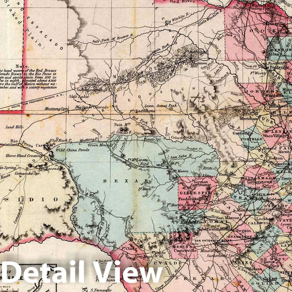 Historic Map : 1855 Texas - Vintage Wall Art