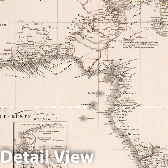 Historic Map : Central Africa 1835 Ubersicht der neuern Erforschungen in Mittel-Africa, 1835 , Vintage Wall Art