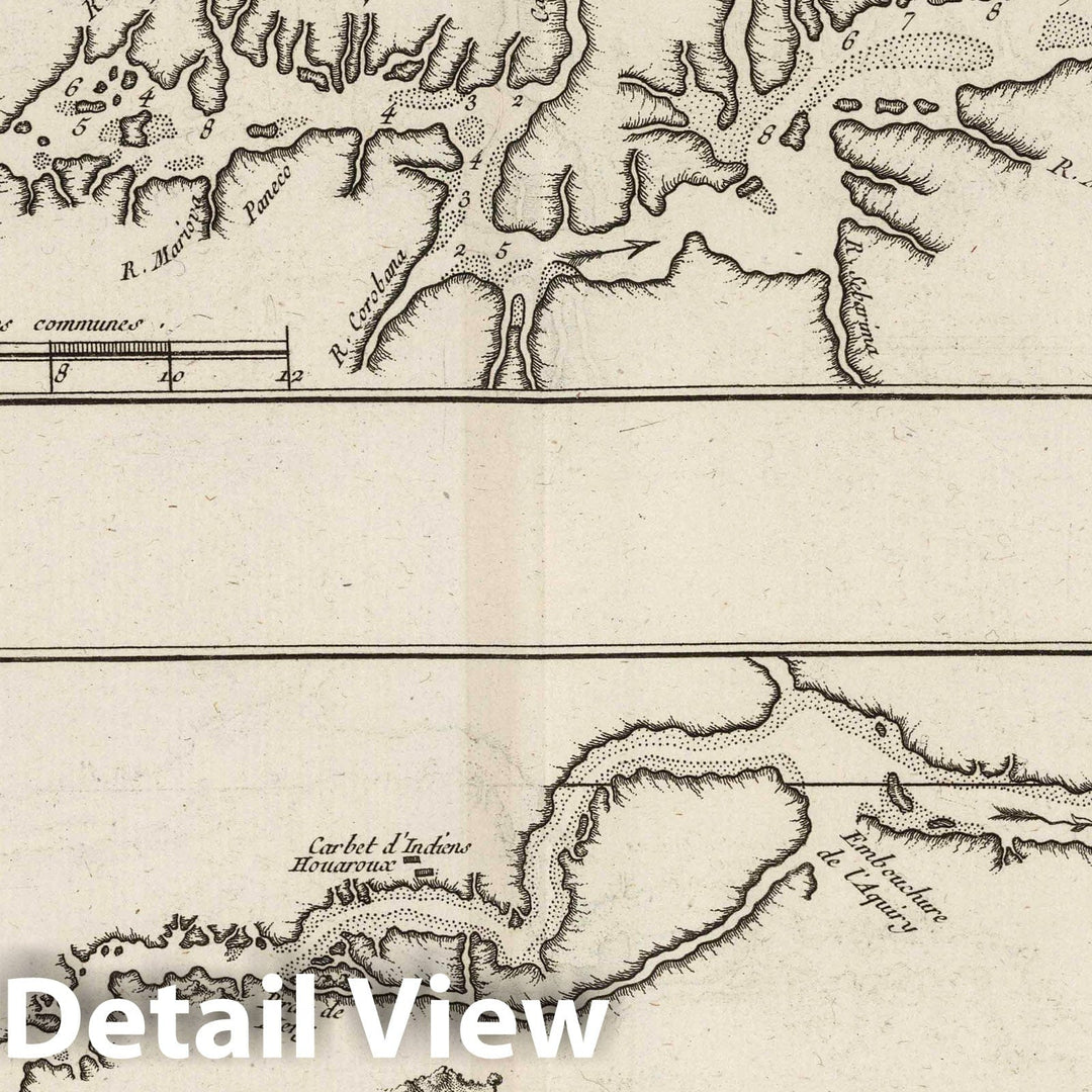 Historic Map : Venezuela, Orinoco River (Venezuela and Colombia) 1764 Carte d'une partie du cours de l'Ore?noque , Vintage Wall Art