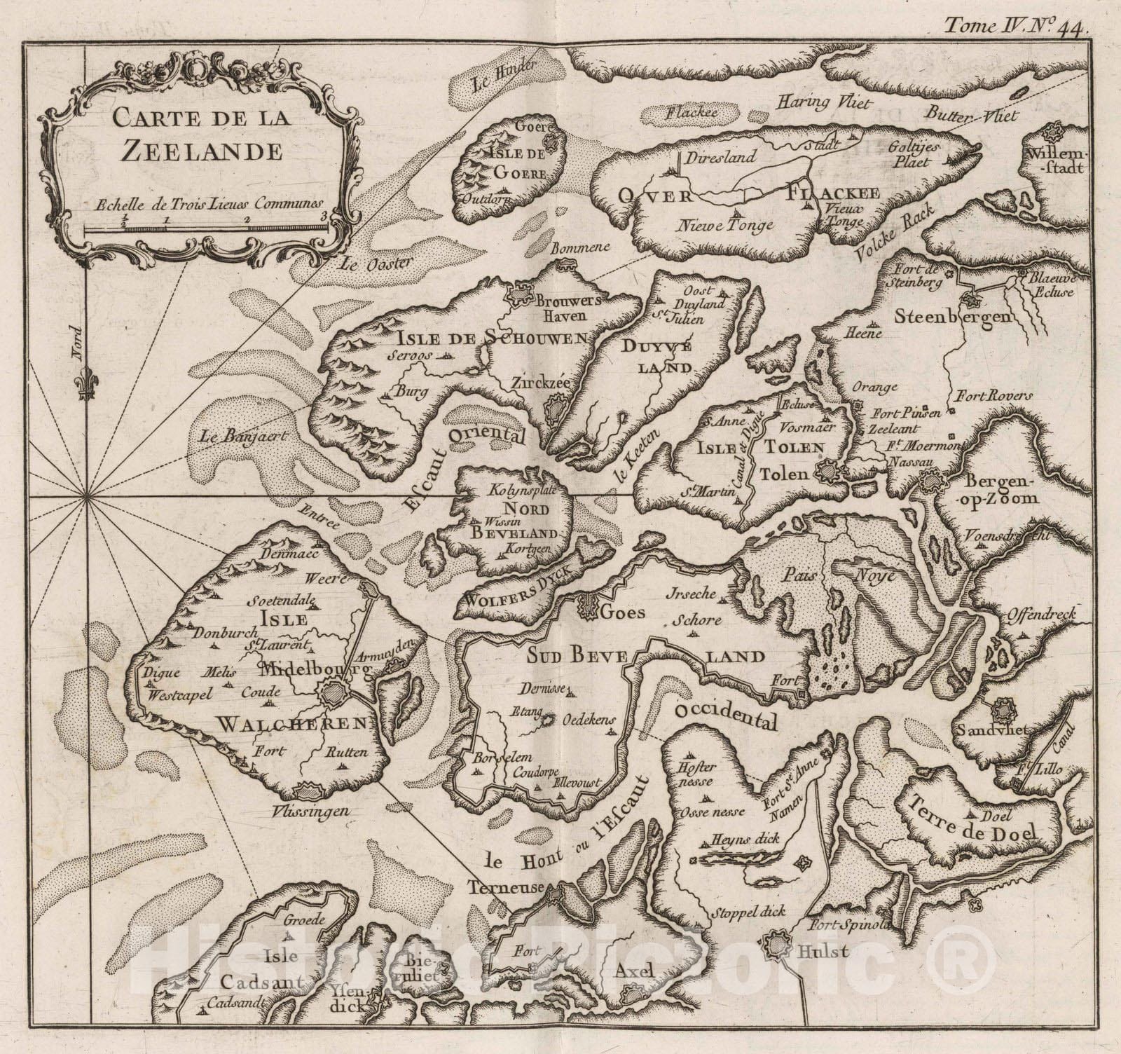 Historic Map : Netherlands, , Europe 1764 Carte de la Zeelande , Vintage Wall Art