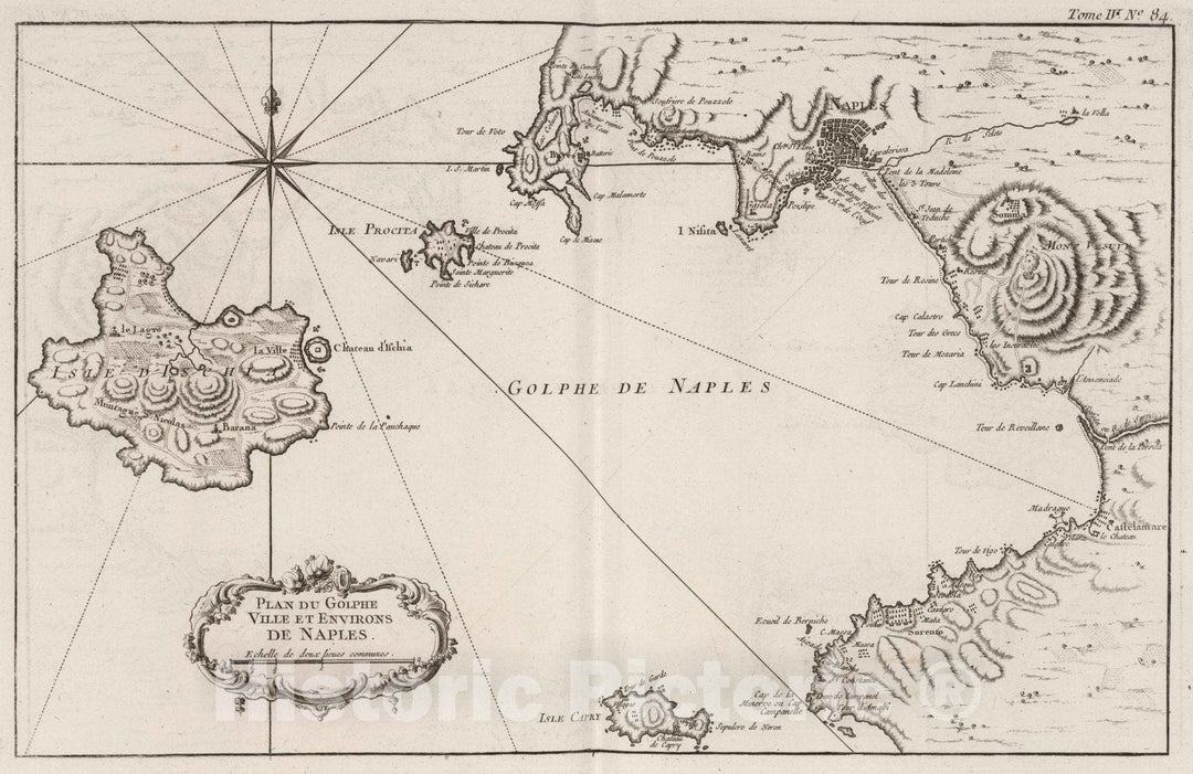 Historic Map : Italy, Naples Region (Italy), Europe 1764 Plan du Golphe, Ville et Environs de Naples , Vintage Wall Art