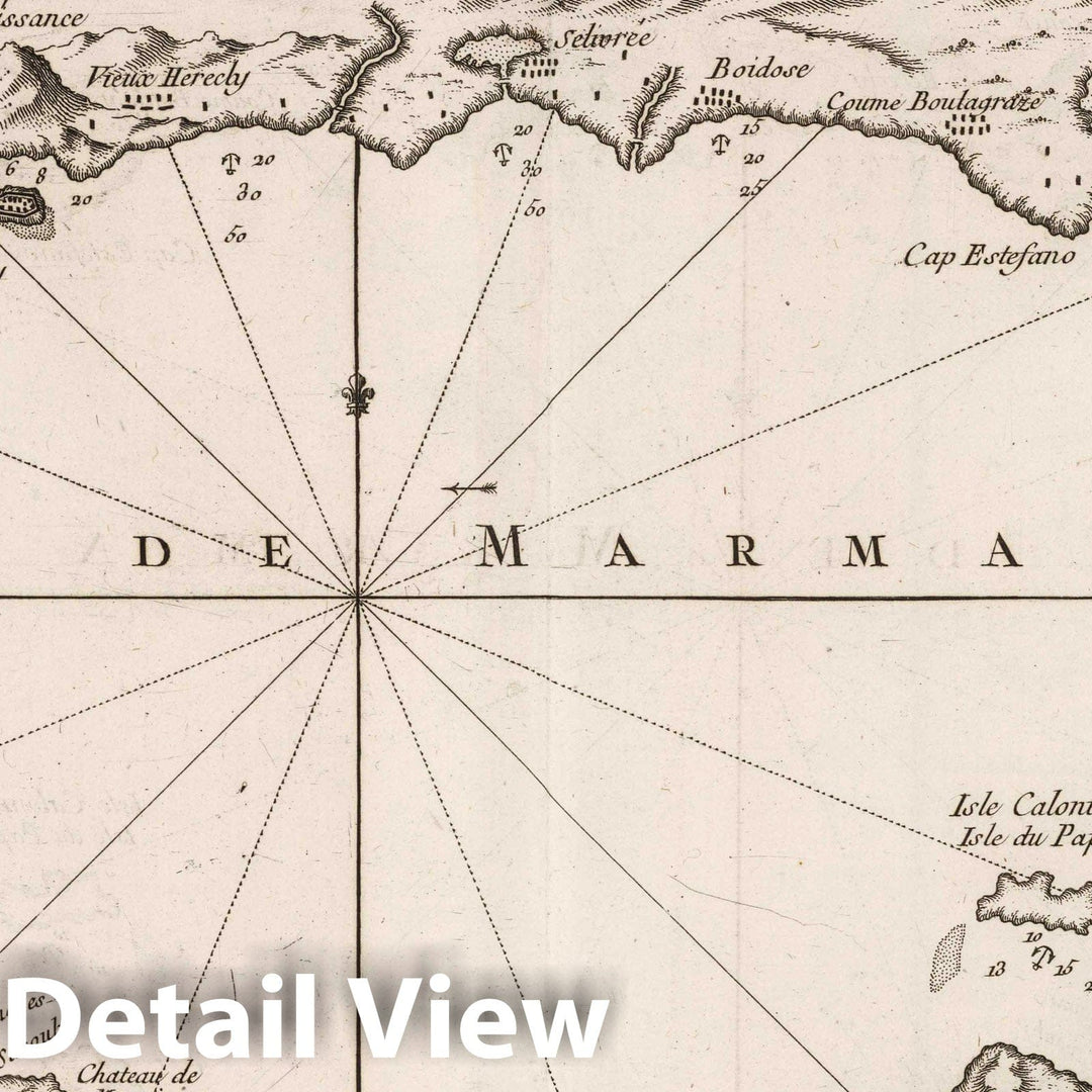 Historic Map : Turkey , Istanbul (Turkey), Marmara, Sea of, Region (Turkey) 1764 Carte de la mer de Marmara. , Vintage Wall Art