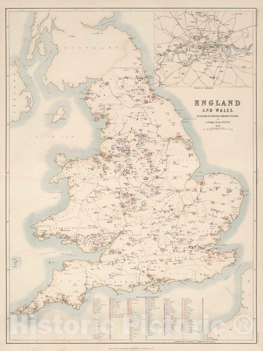 Historic Map : Statistical Atlas - 1881 England and Wales to Illustrate the Industrial Condition of the People. - Vintage Wall Art