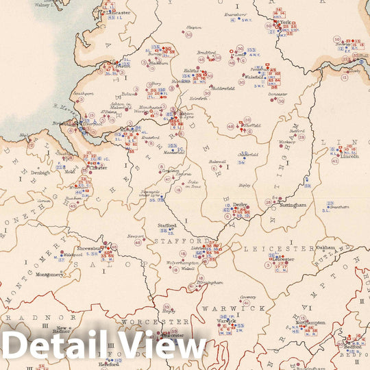 Historic Map : Statistical Atlas - 1881 England and Wales to Illustrate the Military Condition of the Country. - Vintage Wall Art