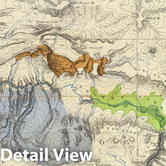 Historic Map : Geologic Atlas - 1876 Green River from the Union Pacific Rail Road to White River (land cover) - Vintage Wall Art