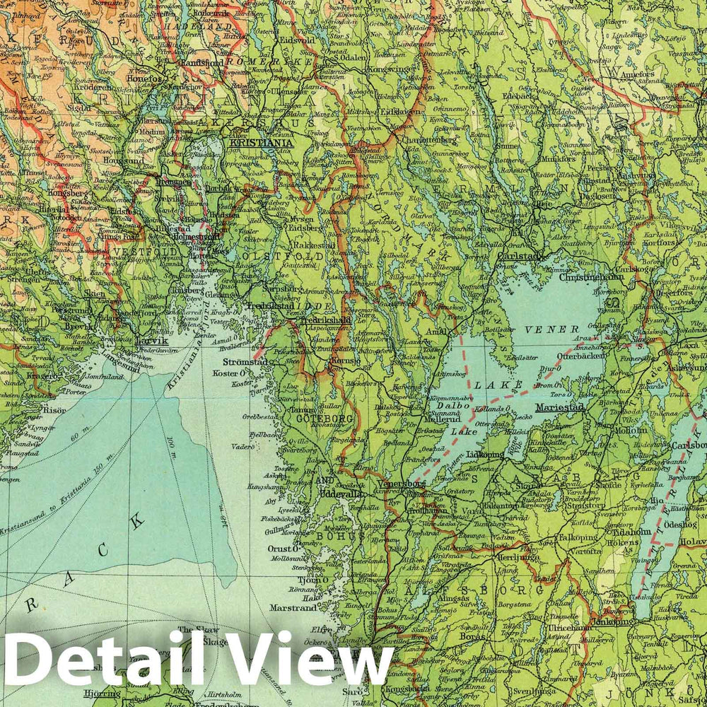 Historic Map : 1922 Southern Scandinavia & Denmark. - Vintage Wall Art