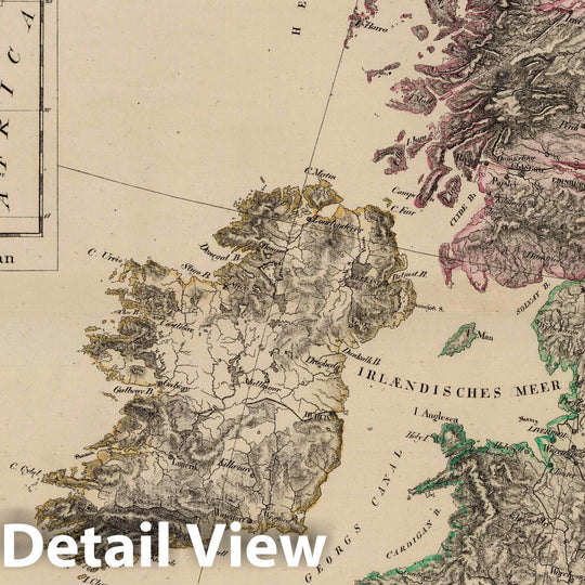 Historic Map : England; Wales; Scotland; Ireland, British Isles 1824 Die Britannischen Inseln. Inselgruppen im Atlantischen Ocean. , Vintage Wall Art