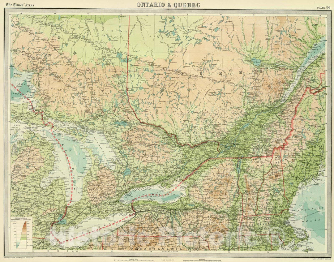 Historic Map : 1922 Ontario & Quebec. - Vintage Wall Art