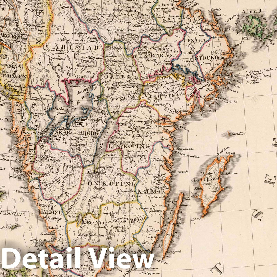 Historic Map : Denmark; Sweden; Norway, 1824 Schweden und Norwegen auch Daenemark, Sudliches Blatt , Vintage Wall Art