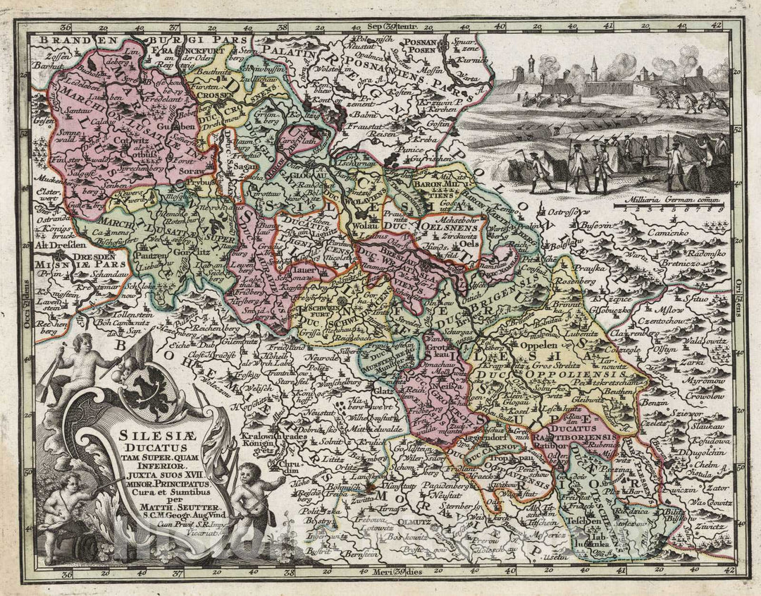 Historic Map : Czech Republic, 1744 Silesiae Ducatus , Vintage Wall Art