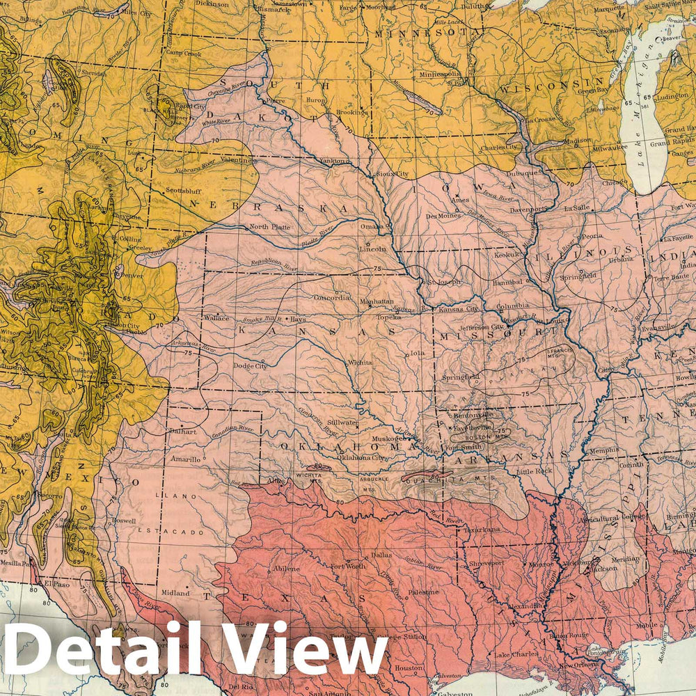 Historic Map : National Atlas - 1923 Summer Temperatures. Atlas of American Agriculture. - Vintage Wall Art