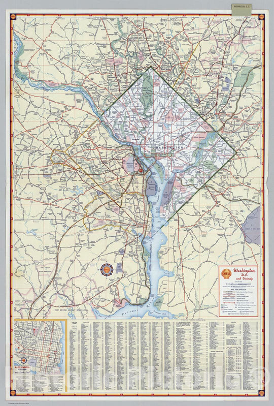 Historic Map : National Atlas - 1956 Shell Washington D.C. and Vicinity. - Vintage Wall Art