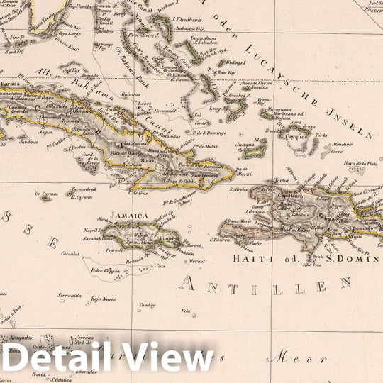 Historic Map : Florida, , Central America; West Indies 1818 West Jndien mit Florida d. Landenge v. Panama u.s.w. 1818 , Vintage Wall Art