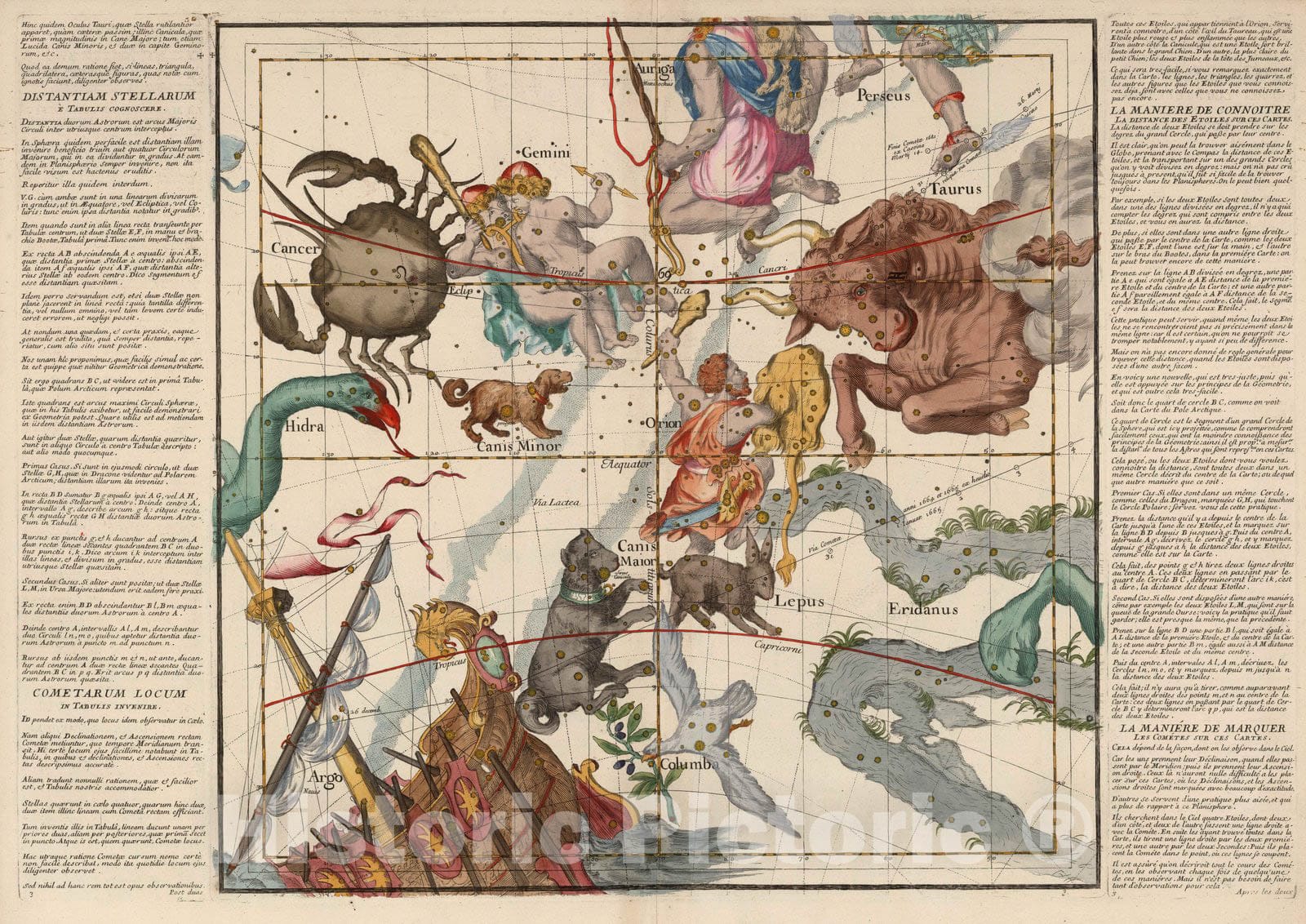 Historic Map : Celestial Atlas - 1693 Plate 3: Gemini, Orion, Taurus and other constellations. - Vintage Wall Art