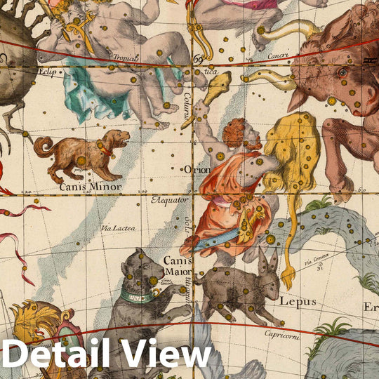 Historic Map : Celestial Atlas - 1693 Plate 3: Gemini, Orion, Taurus and other constellations. - Vintage Wall Art