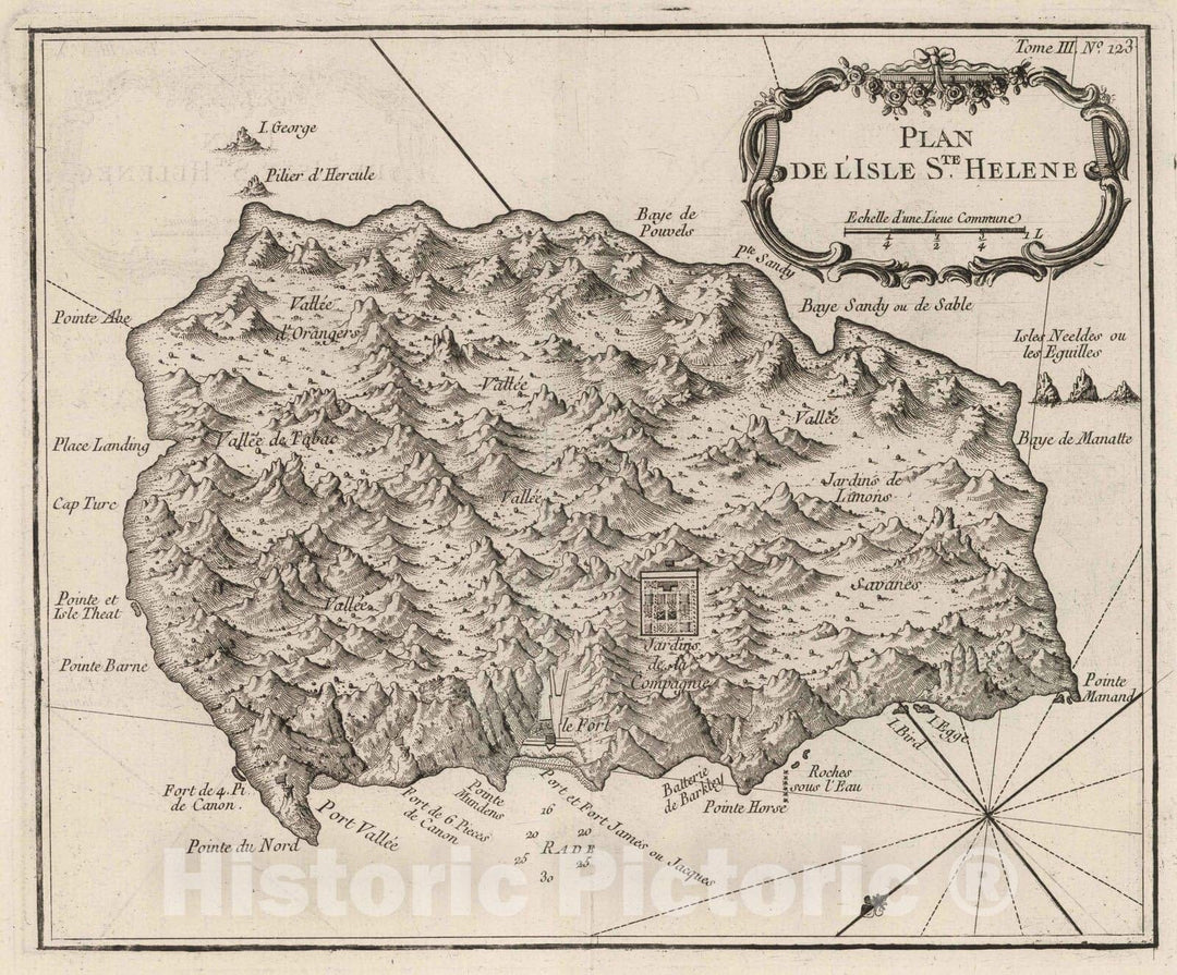 Historic Map : Saint Helena, Africa 1764 Plan de l'Isle Ste Helene , Vintage Wall Art