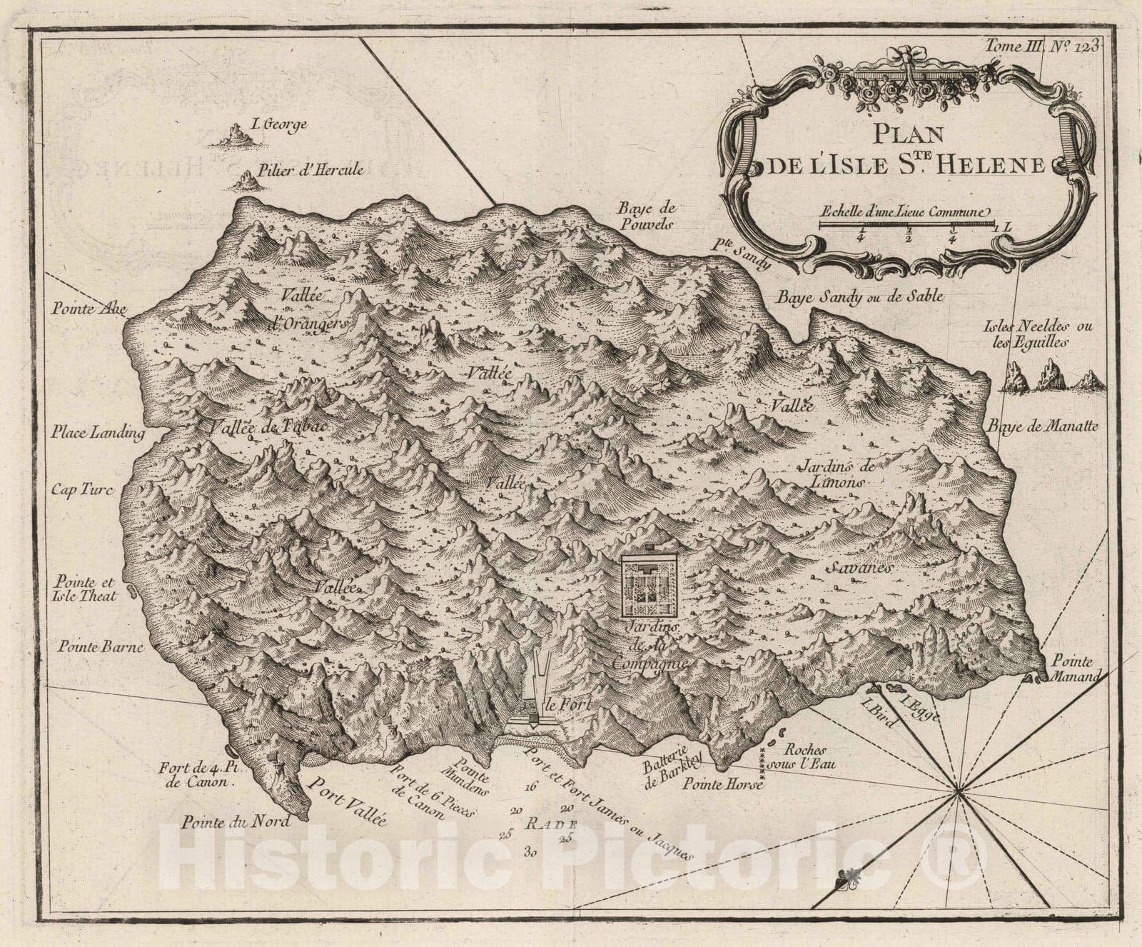 Historic Map : Saint Helena, Africa 1764 Plan de l'Isle Ste Helene , Vintage Wall Art