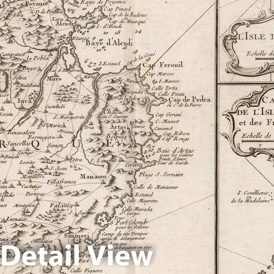 Historic Map : Spain, Mediterranean Region, Europe 1764 L'Isle de Maiorque ; L'Isle de Minorque ; Carte de l'Isle d'Yvice et des Fromentieres , Vintage Wall Art