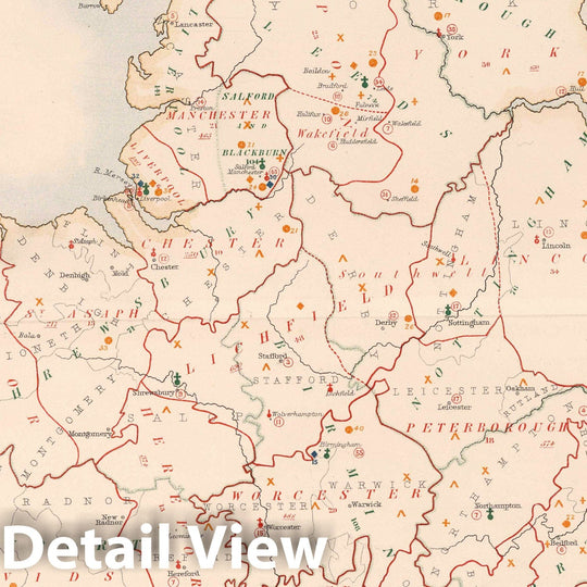 Historic Map : Statistical Atlas - 1881 England and Wales to Illustrate the Religious Condition of the People. - Vintage Wall Art