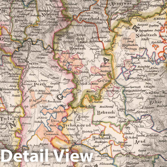 Historic Map : Hungary, 1825 Ungarn und ein Theil von Siebenburgen , Vintage Wall Art