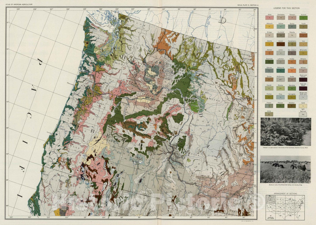 Historic Map : National Atlas - 1931 Soil Map of the United States, Section 4. Atlas of American Agriculture. - Vintage Wall Art