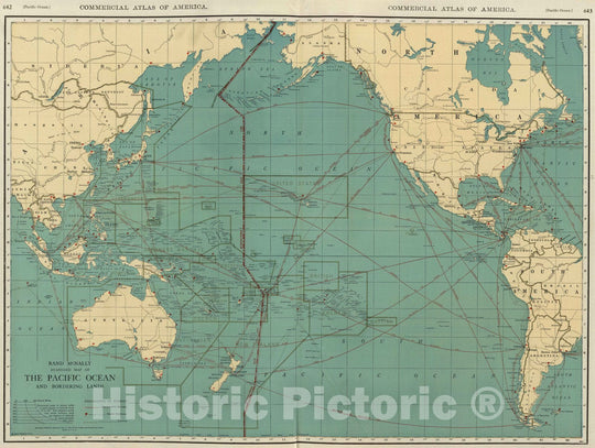 Historic Map : National Atlas - 1924 Pacific Ocean and Bordering Lands. - Vintage Wall Art