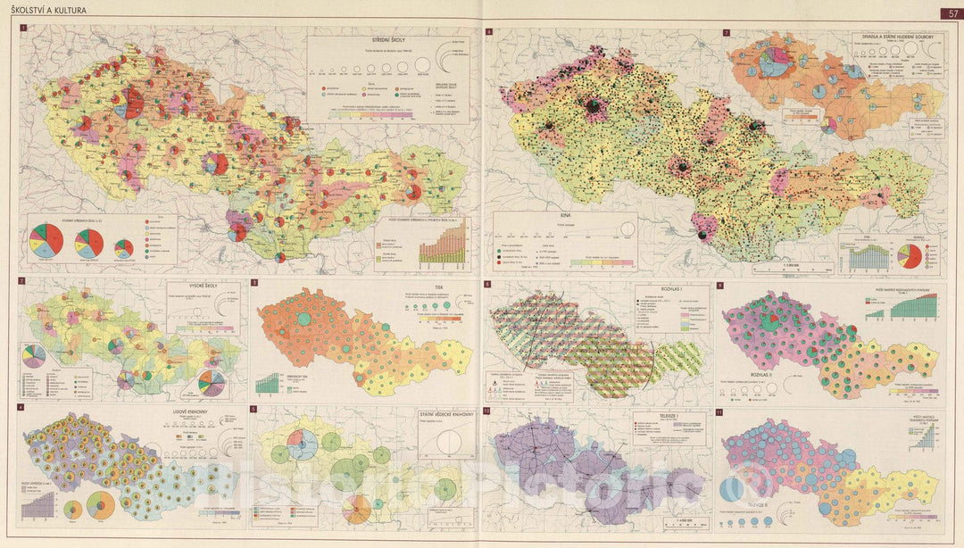 Historic Map : National Atlas - 1966 Education and Culture. - Vintage Wall Art