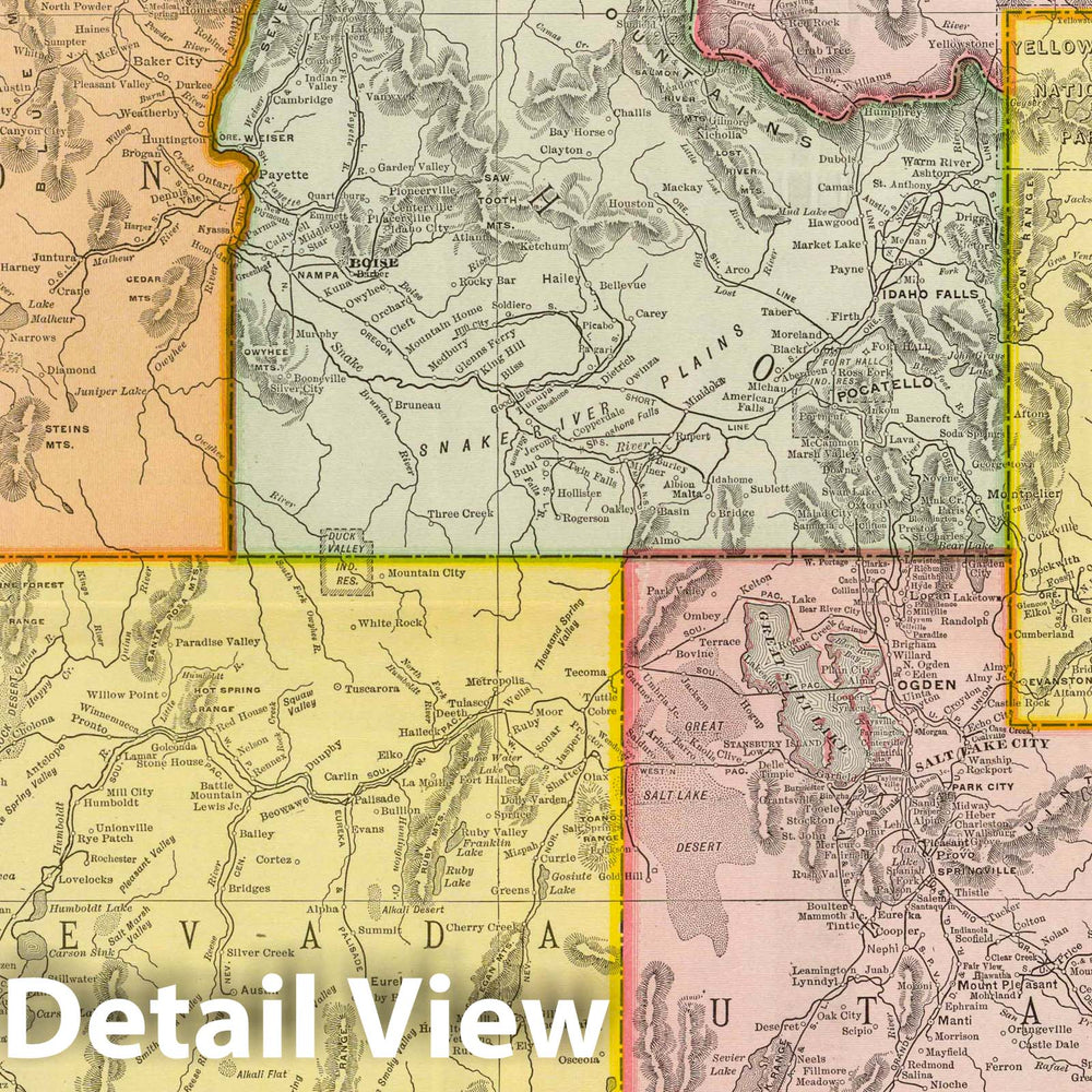 Historic Wall Map : National Atlas - 1924 (United States) Denver to Pacific Coast. - Vintage Wall Art