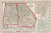 Historic Map : National Atlas - 1874 County Map of the States of Georgia and Alabama. - Vintage Wall Art