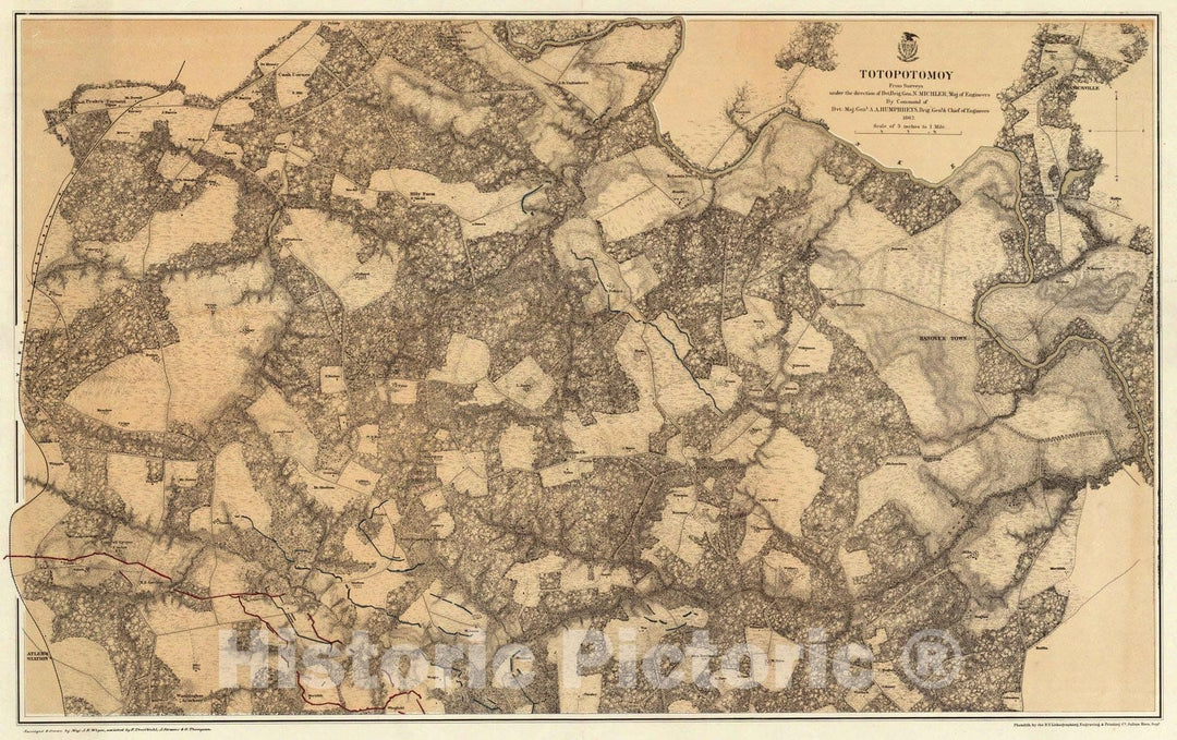 Historic Map : Hanover (Va.), Virginia, Pamunkey River 1869 Totopotomoy. , Vintage Wall Art