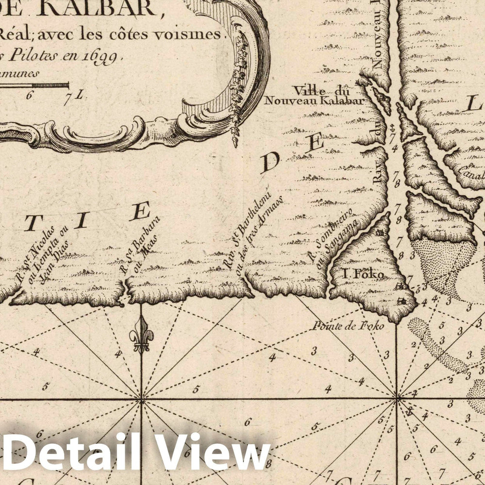 Historic Map : Nigeria, Africa, West 1764 Carte De La Riviere de Kalbar, Appellee communement ou Rio Real; avec les cotes voismes , Vintage Wall Art