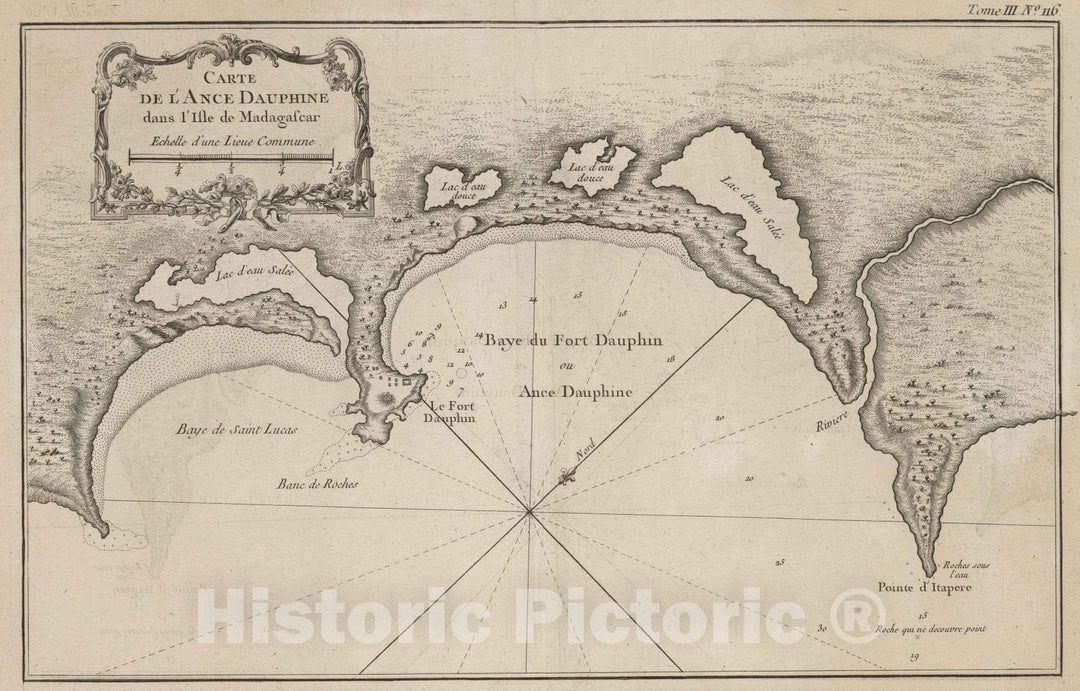 Historic Map : Madagascar, , Africa 1764 Carte de L'Ance Dauphine dans l'Isle de Madagascar , Vintage Wall Art