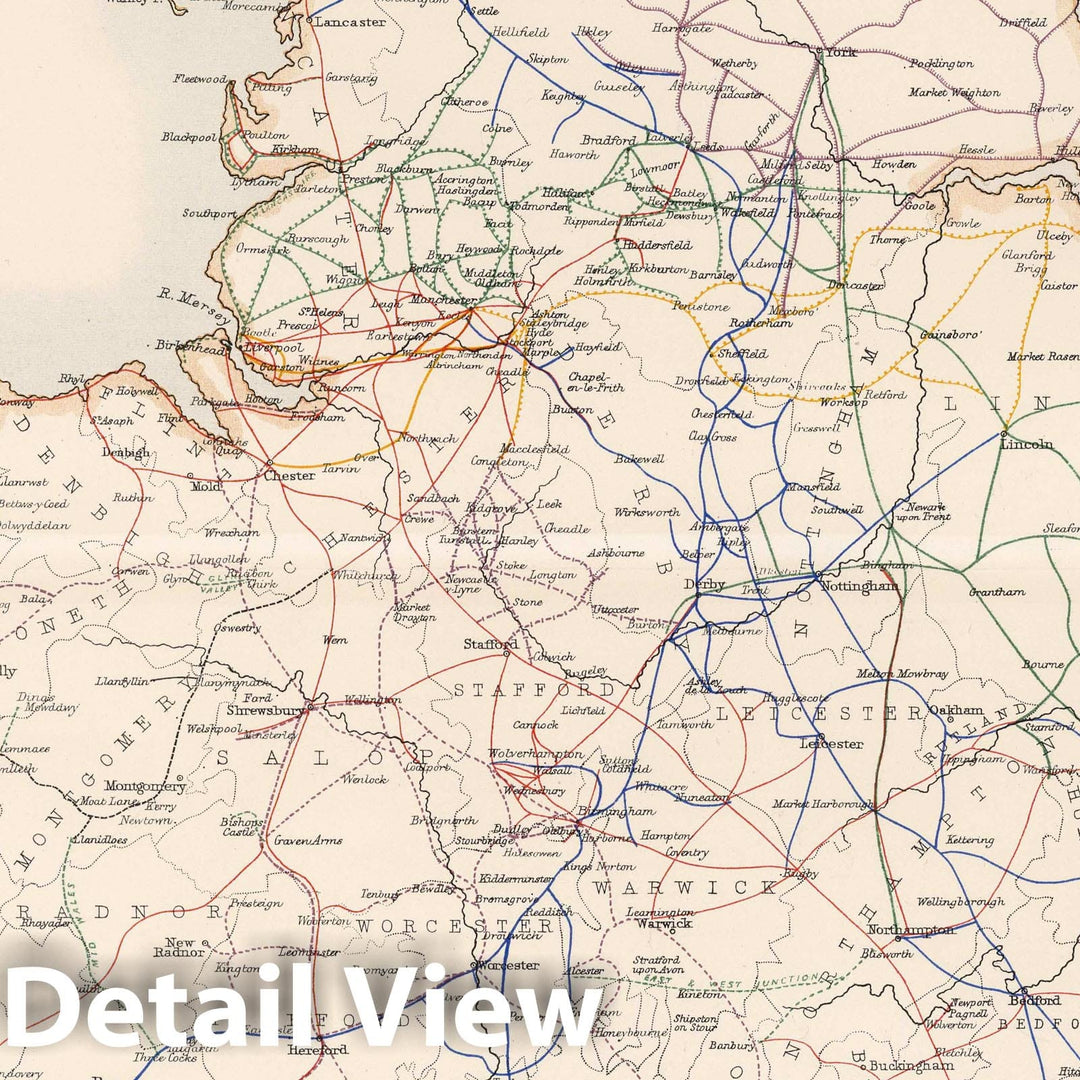 Historic Map : Statistical Atlas - 1881 England and Wales to Illustrate the Railway System of the Country. - Vintage Wall Art