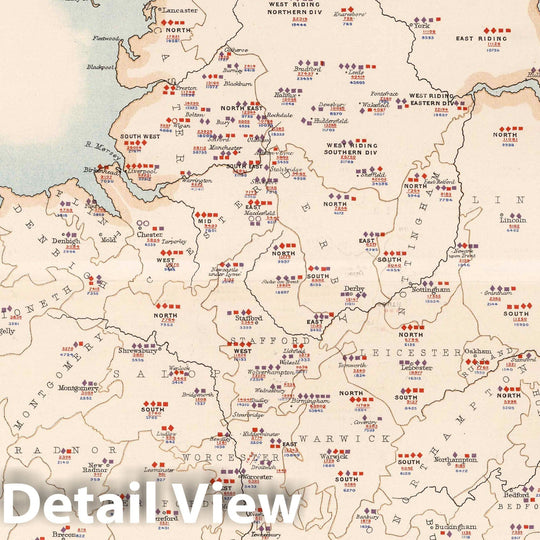 Historic Map : Statistical Atlas - 1881 England and Wales to Illustrate the Political Condition of the Country. - Vintage Wall Art