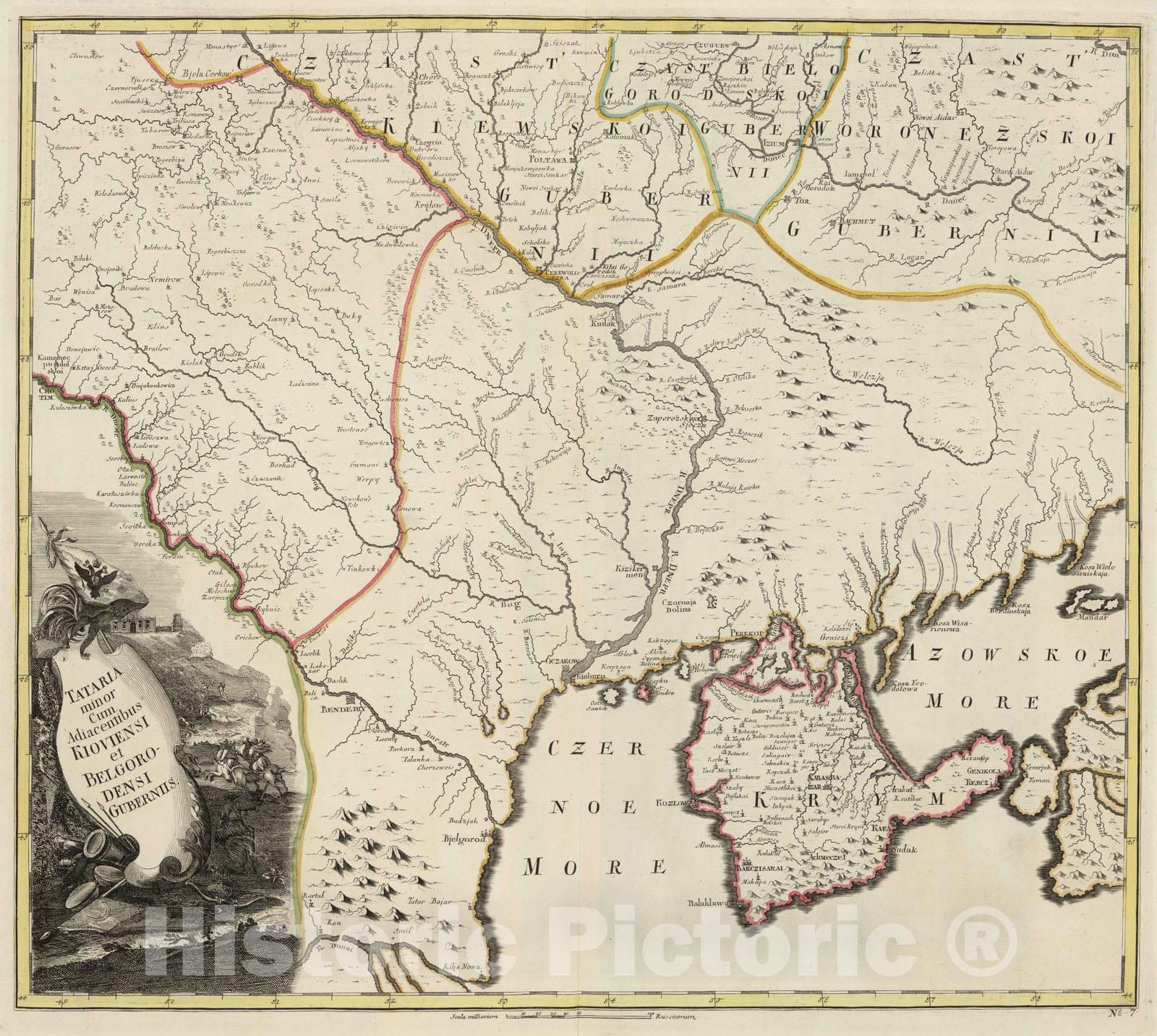 Historic Map : Russia; Ukraine, 1745 Tataria minor , Vintage Wall Art